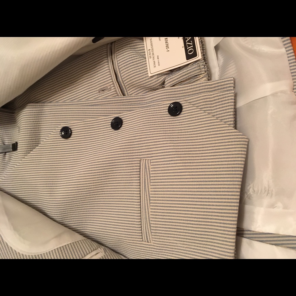 NWT BOY’S 3-PC. SUIT BLUE MOCK SEERSUCKER - Picture 6 of 7